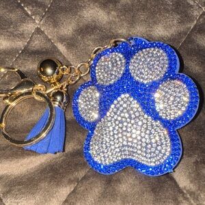 Sparkling Blue and Silver Paw Keychain